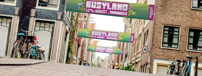 Spandoeken voor festivalpromotie