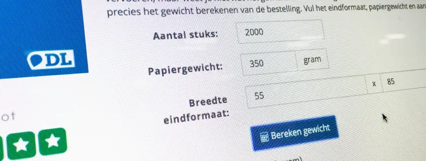 Papiergewicht berekenen met calculator