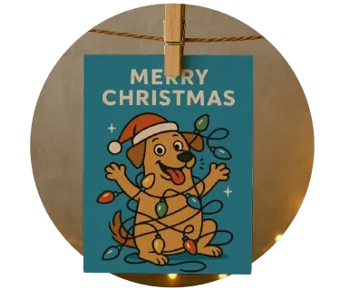 kerstkaart humoristisch en speels