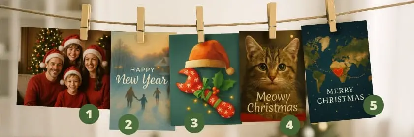 Kerstkaart ideeën 1 tot en met 5