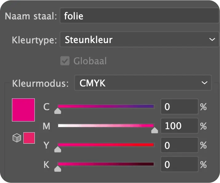 Kleurinstelling voor foliedruk