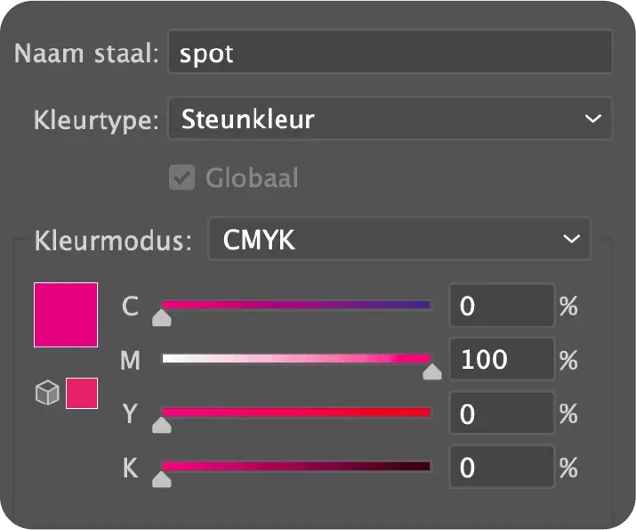 Kleurinstelling voor spot UV
