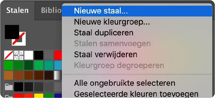 Nieuwe staal aanmaken voor spotkleur
