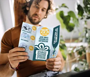 Flyer met QR-code en personalisatie