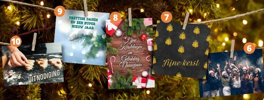 Kerstkaart ontwerpen met nummers 10 tot en met 6