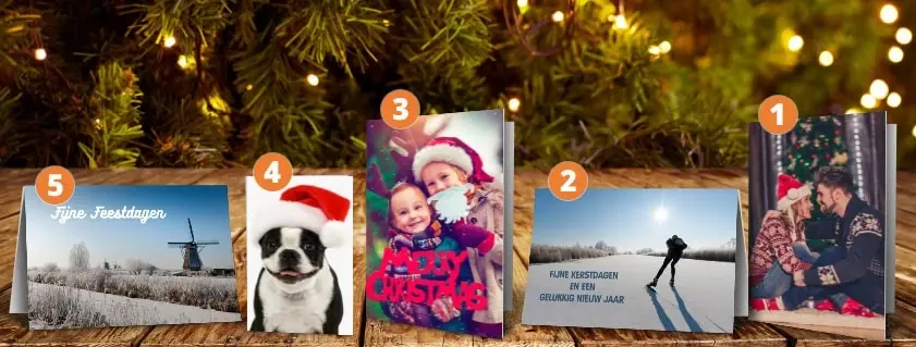Kerstkaart ontwerpen met nummers 5 tot en met 1