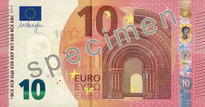 Nieuw 10 eurobiljet met specimen