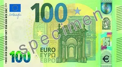100 eurobiljet met specimen