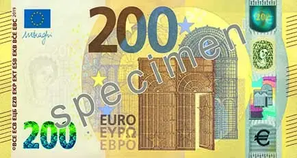 200 eurobiljet met specimen