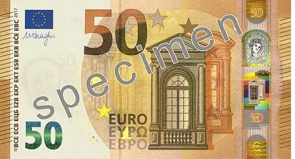 Nieuw 50 eurobiljet met specimen