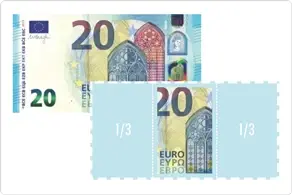 Namaakbiljet met deel van echt biljet