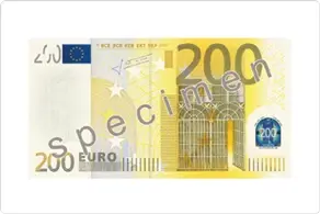 200 eurobiljet specimen met text