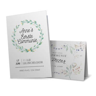 Gevouwen communiekaarten