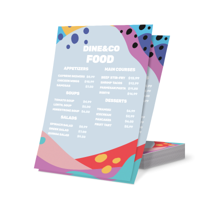 Ongevouwen menukaarten